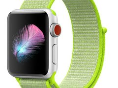 Curea iUni compatibila cu Apple Watch 1/2/3/4/5/6/7, 38mm, Nylon Sport, Woven Strap, Electric Green